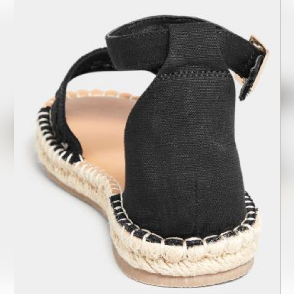 LongTallSally Black Espadrille Open Toe Sandals Women's Size 11, Like New